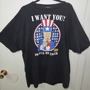 Beavis Butt-Head Uncle Sam T-Shirt I Want You Pull My Finger Black Graphic 2XL
